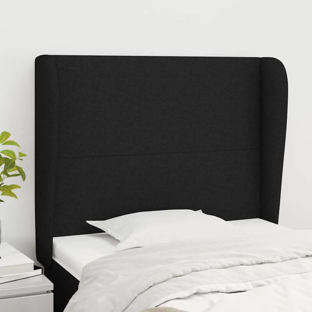 vidaXL Uzglavlje s ušima crno 83 x 23 x 118/128 cm od tkanine - Venlo