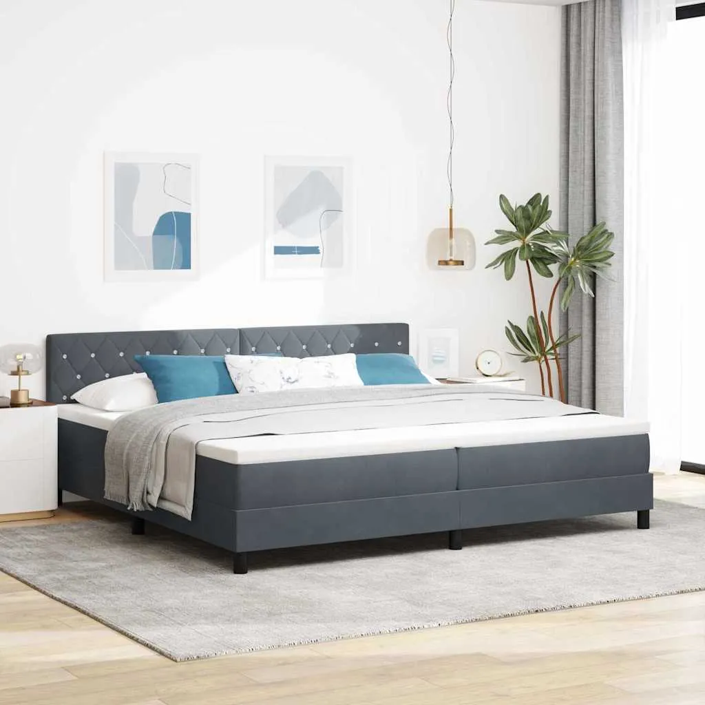 vidaXL Krevet s opruga kutije Tamno siva 200 x 200 cm Baršun - Venlo