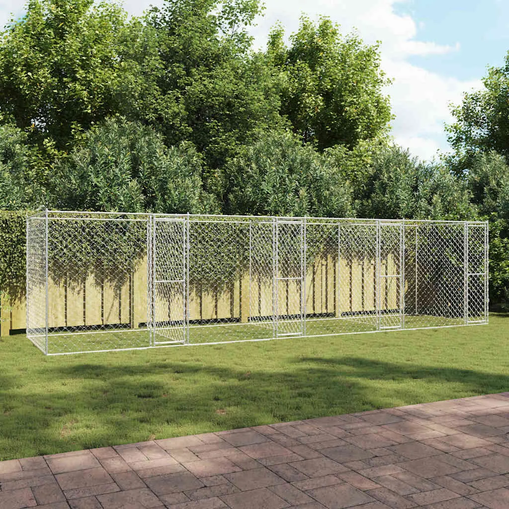 vidaXL Kavez za pse Srebrno 800 x 200 x 200 cm Cinkani čelik - Venlo