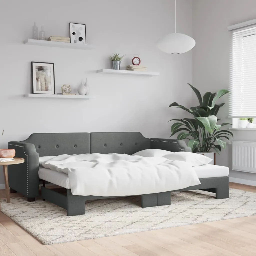vidaXL Dnevni krevet na razvlačenje bez madraca tamnosivi 100 x 200 cm - Venlo