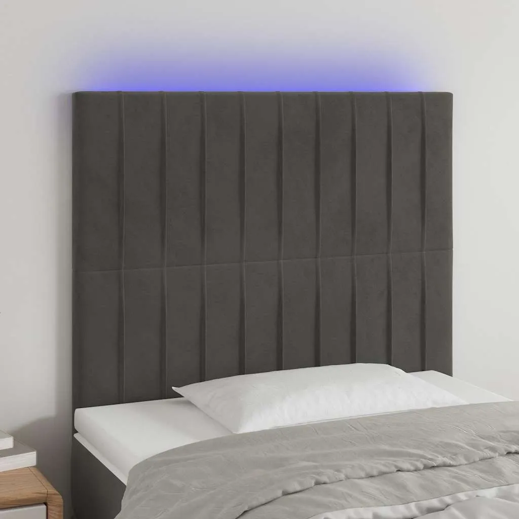 vidaXL LED uzglavlje tamnosivo 80x5x118/128 cm baršunasto - Venlo