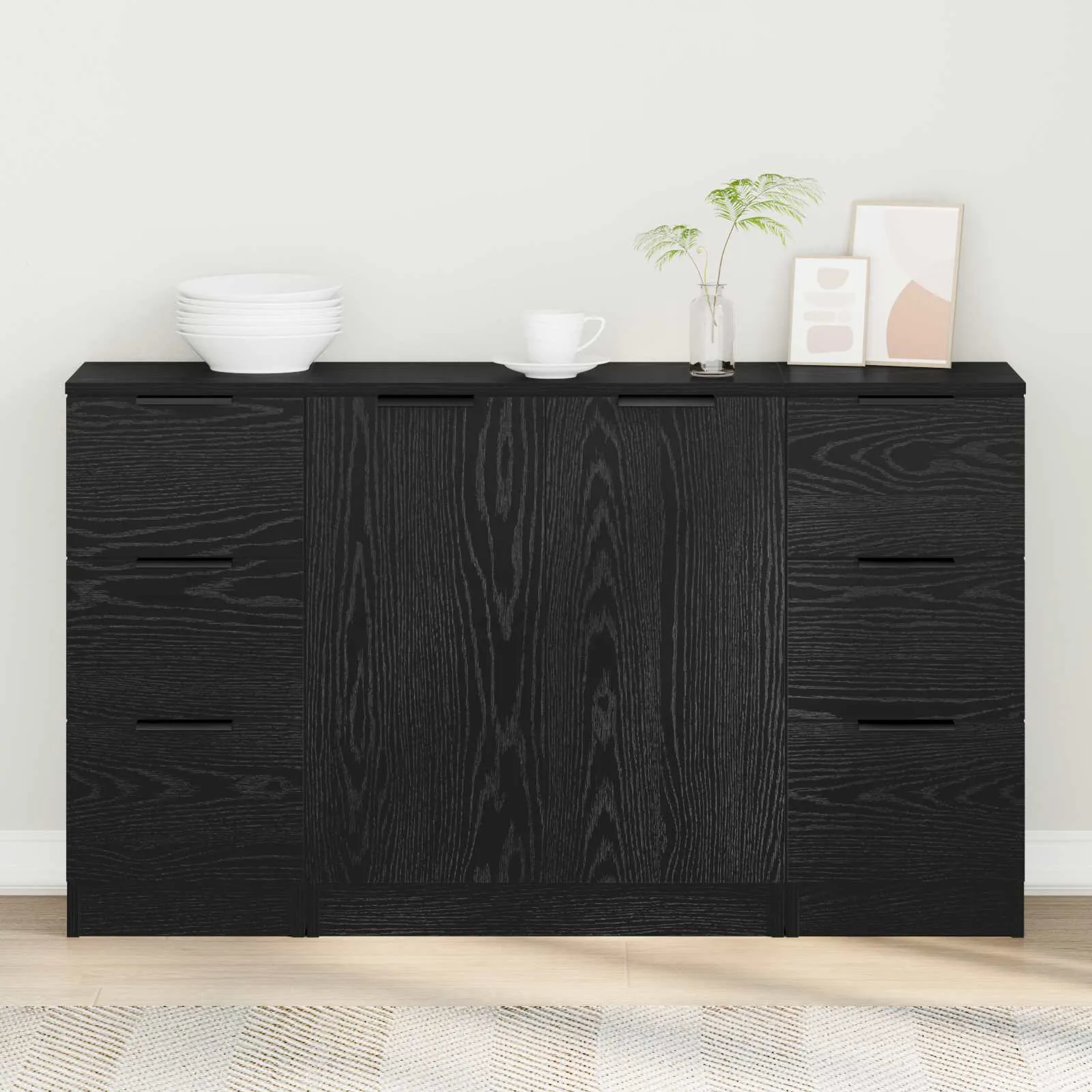 vidaXL Kreveta 3 kom. Crni hrast 121 x 30 x 70 cm Konstruirano drvo - Venlo