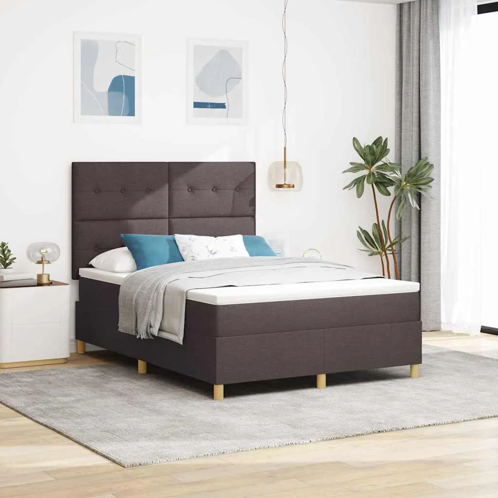 vidaXL Krevet s opruga kutije Tamno smeđa 140 x 200 cm tkanina - Venlo