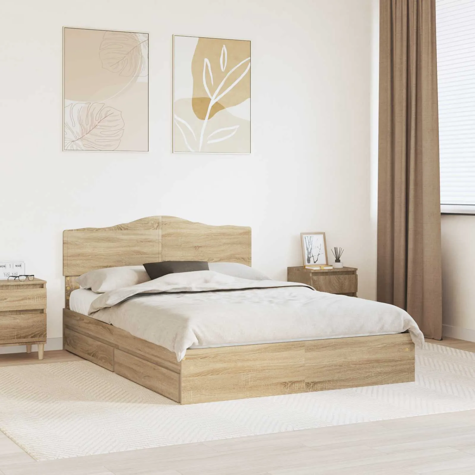 vidaXL Krevet s od storage Sonoma hrast 160 x 200 cm Konstruirano drvo - Venlo