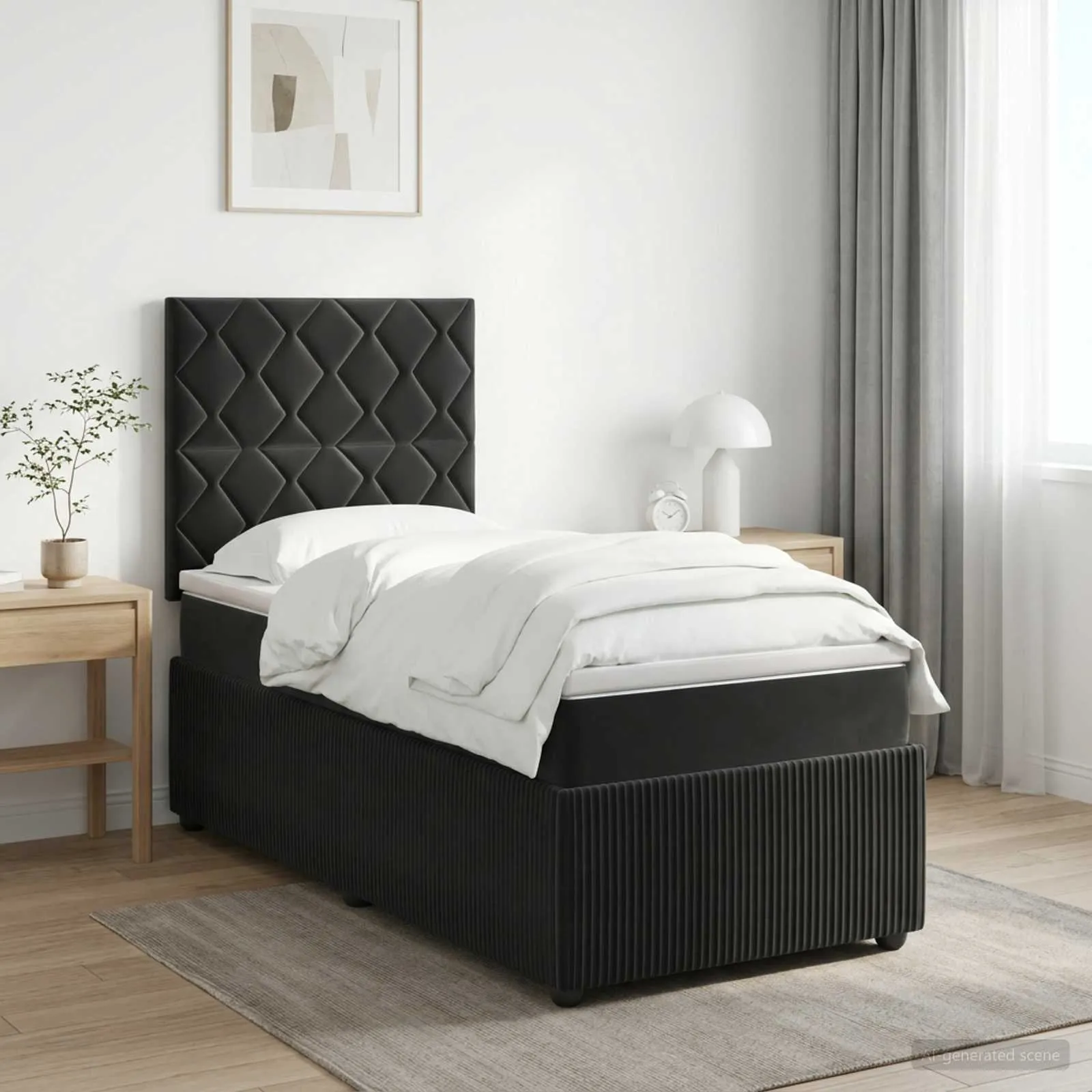 vidaXL Boxspring krevet s madracem Crna 80 x 200 cm Baršun - Venlo