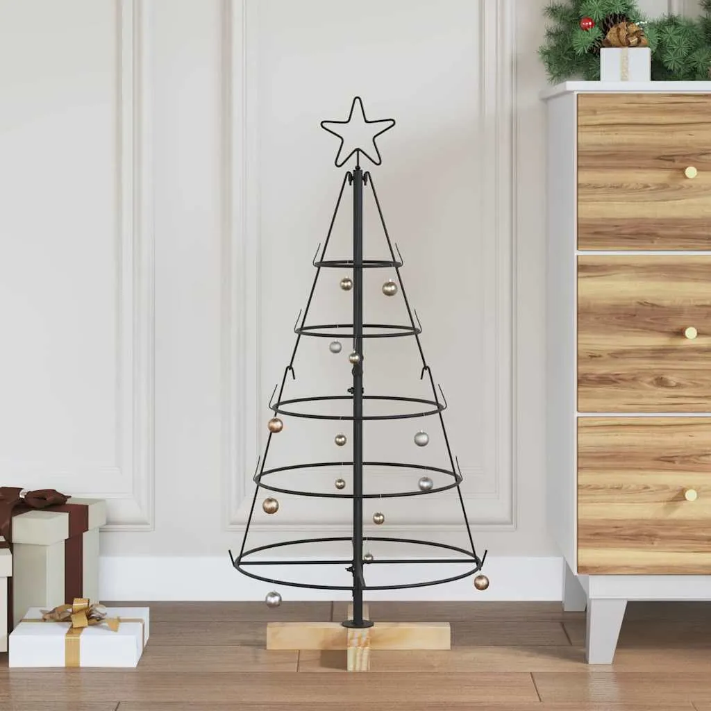 vidaxl božićno drvo u obliku čunja s stalakom crna 90 cm čelik - slika 1