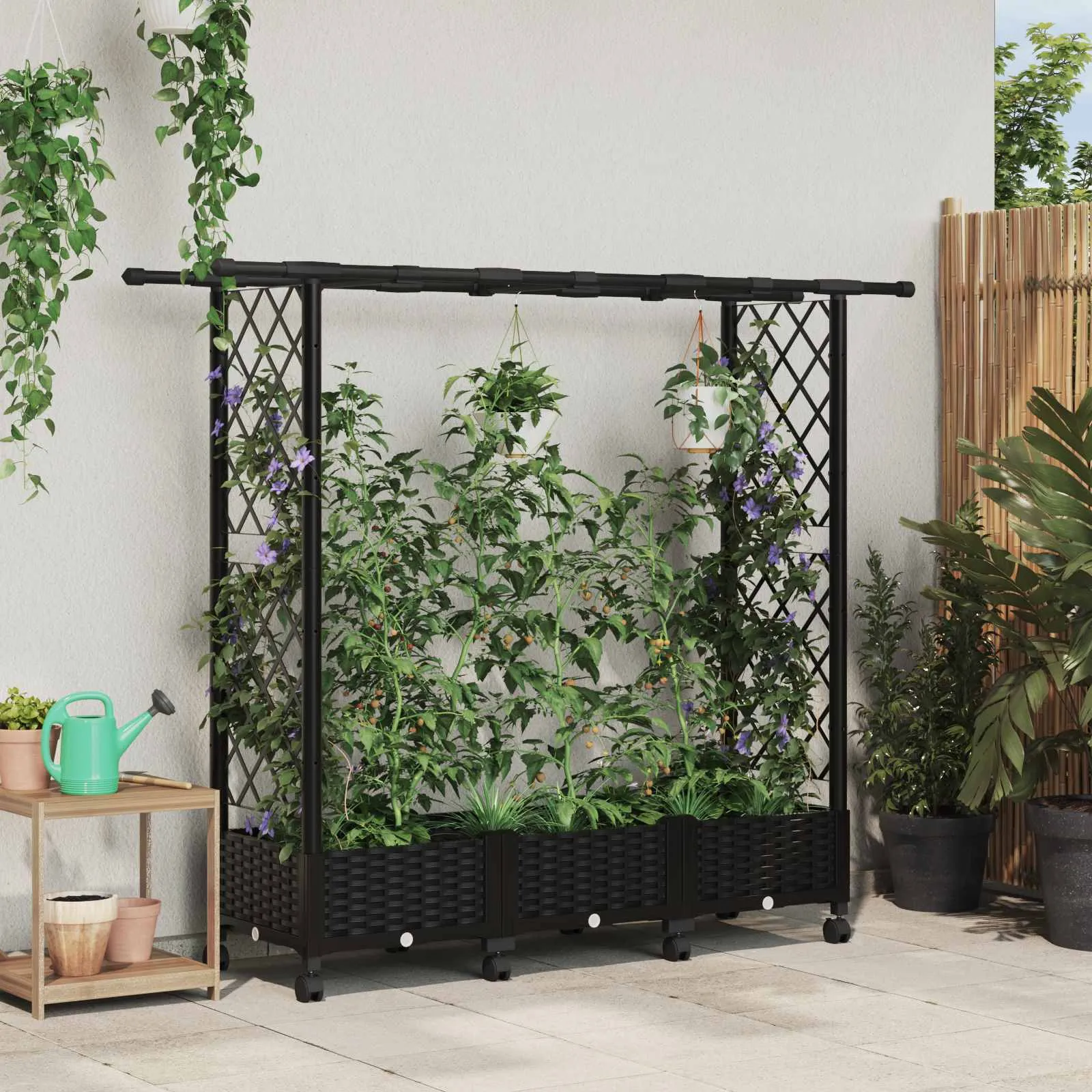 vidaXL Povišeni krevet s mrežom i krovom Crna 164 x 40 x 127 cm PP - Venlo