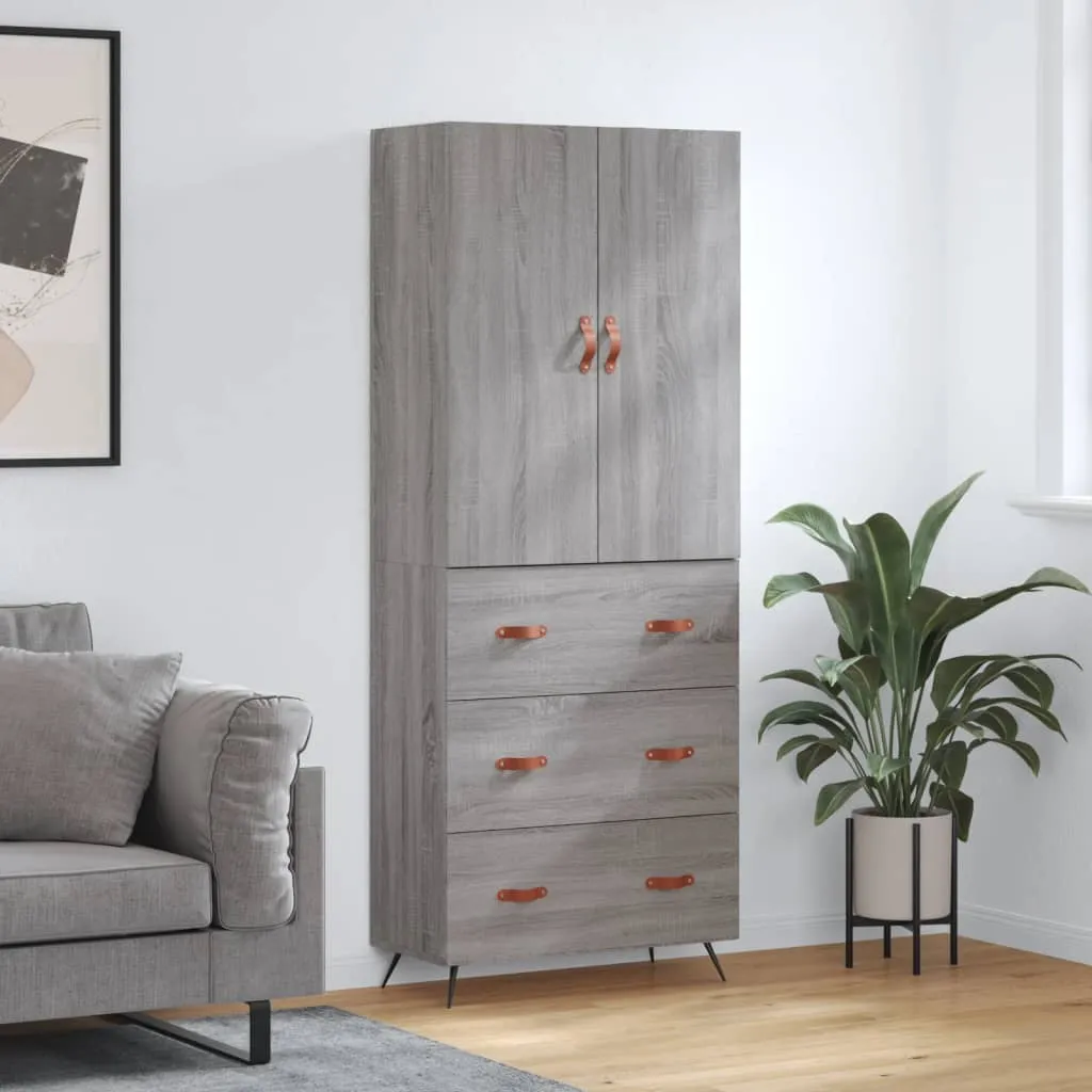 vidaXL Visoka komoda siva sonome 69,5x34x180 cm od konstruiranog drva - Venlo