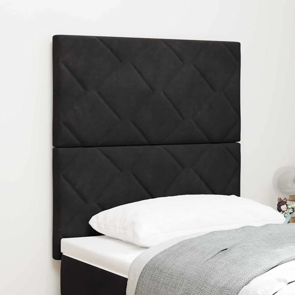 vidaXL LED glava kreveta Crna 80 cm Baršun - Venlo