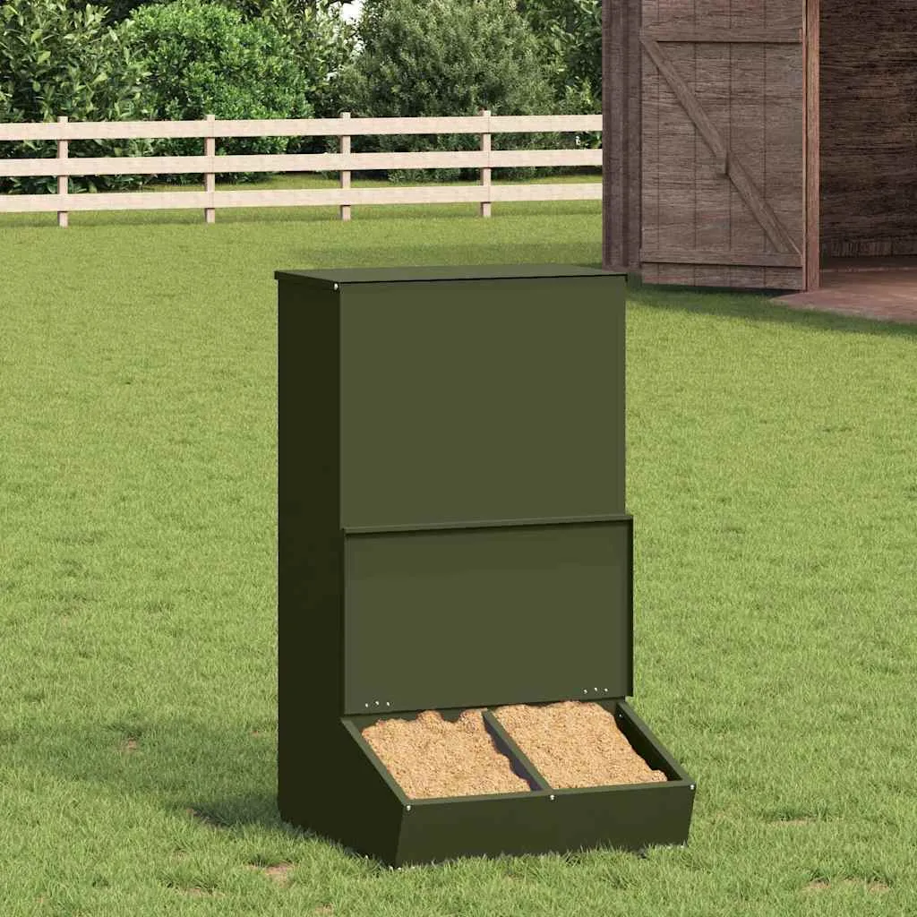 vidaxl hranilica za svinje maslinasto zelena 55 x 51 x 91,5 cm 20 kg - slika 1