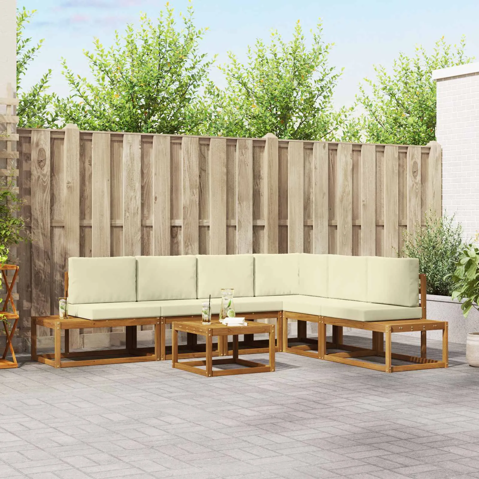 vidaXL 7 kom. Set vanjskih sofa Čvrsto drvo akacije i poliester - Venlo