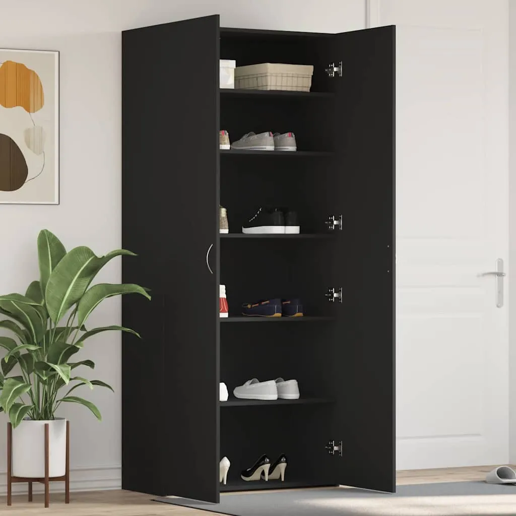 vidaXL Ormar za cipele 80 x 35.5 x 180 cm Konstruirano drvo Crna - Venlo