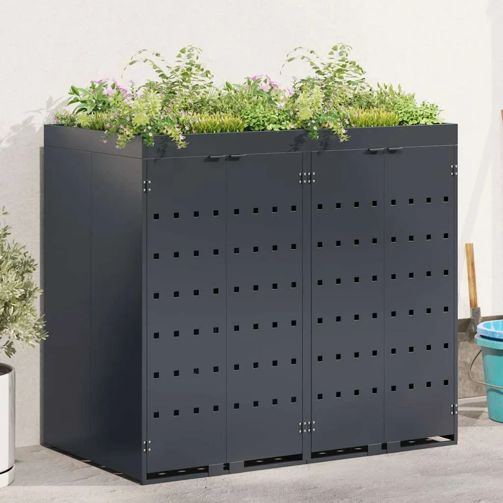 vidaXL Skladištenje kanti za 2 kante Antracit 136 x 77,5 x 121,5 cm - Venlo