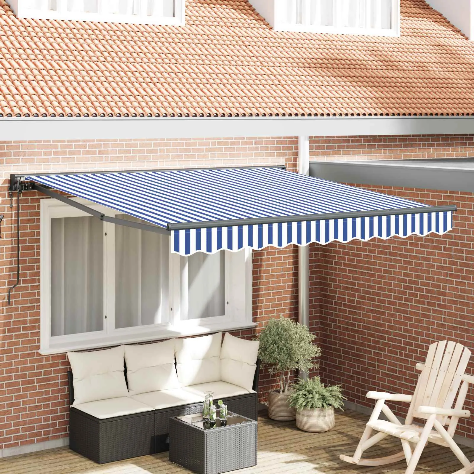 vidaXL Okvir tende Plava i bijela 300 x 250 cm Poliester s PU premazom - Venlo