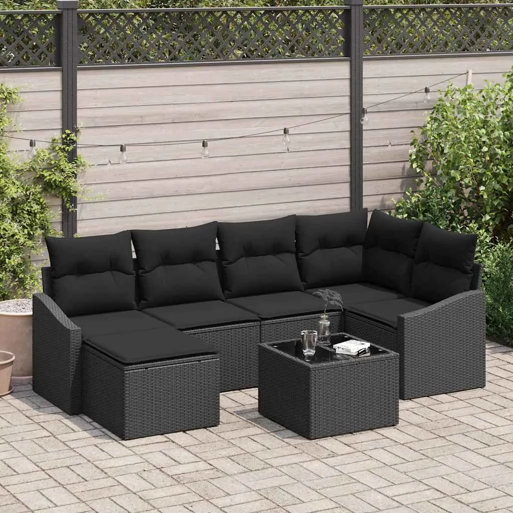 vidaXL Vrtni set za objed 7 kom. Crna - Venlo