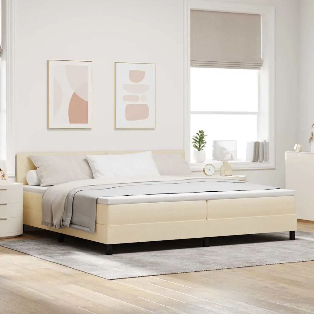 vidaXL Krevet s opruga kutije s uzglavljem Krema 200 x 200 cm tkanina - Venlo