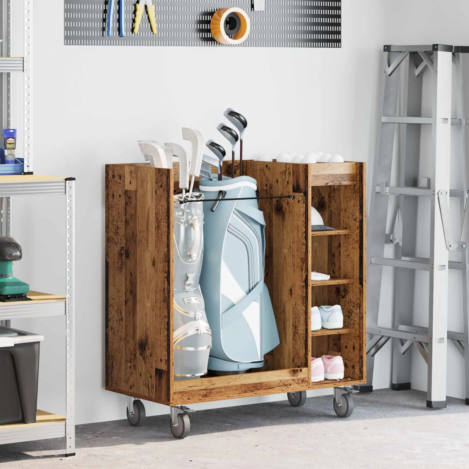 vidaxl golf ormar s kotačem jednobojno staro drvo 90 x 45 x 98 cm - slika 1