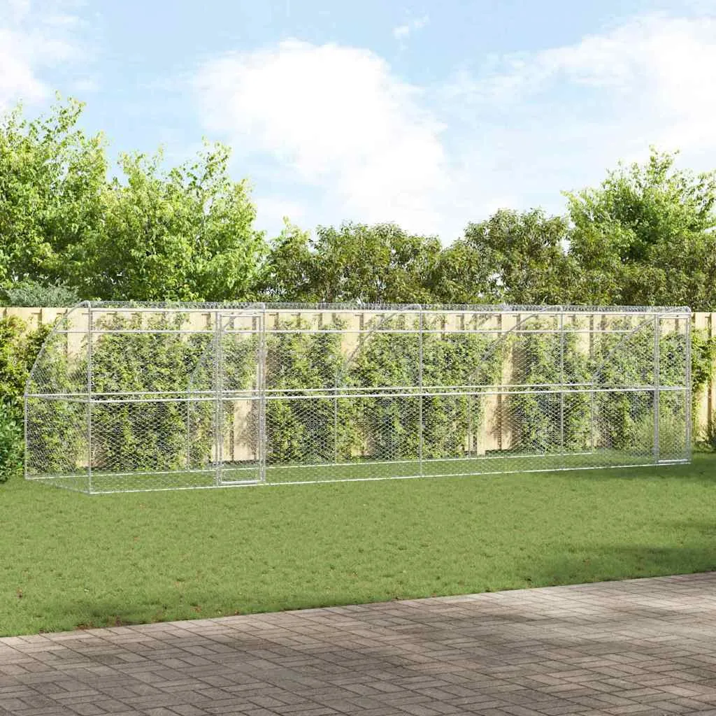vidaXL Kućica za pse 4 kom. Srebrna 8 x 2 x 2 m Pocinčani čelik - Venlo