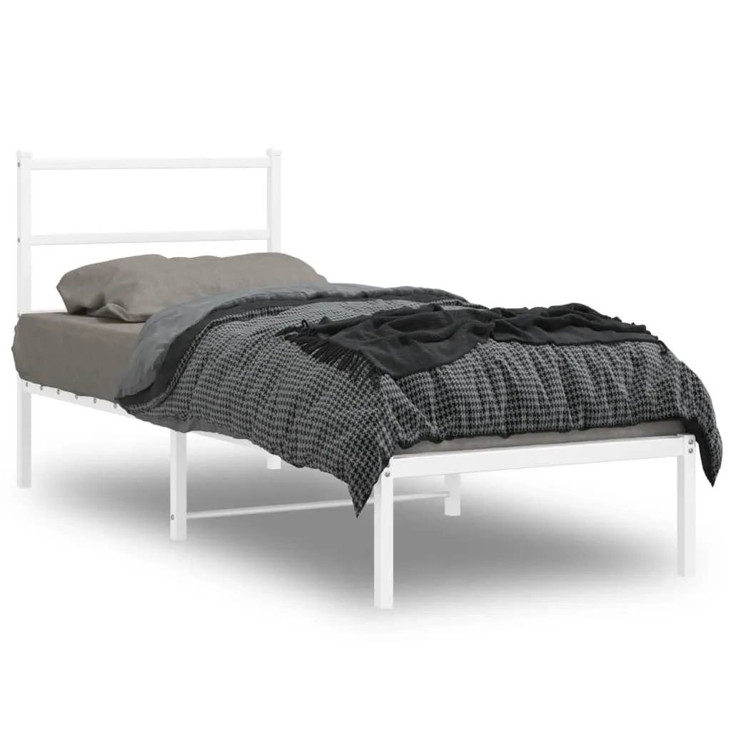 vidaXL Metalni okvir krevet bez madraca s uzglavljem bijeli 75x190 cm - Venlo