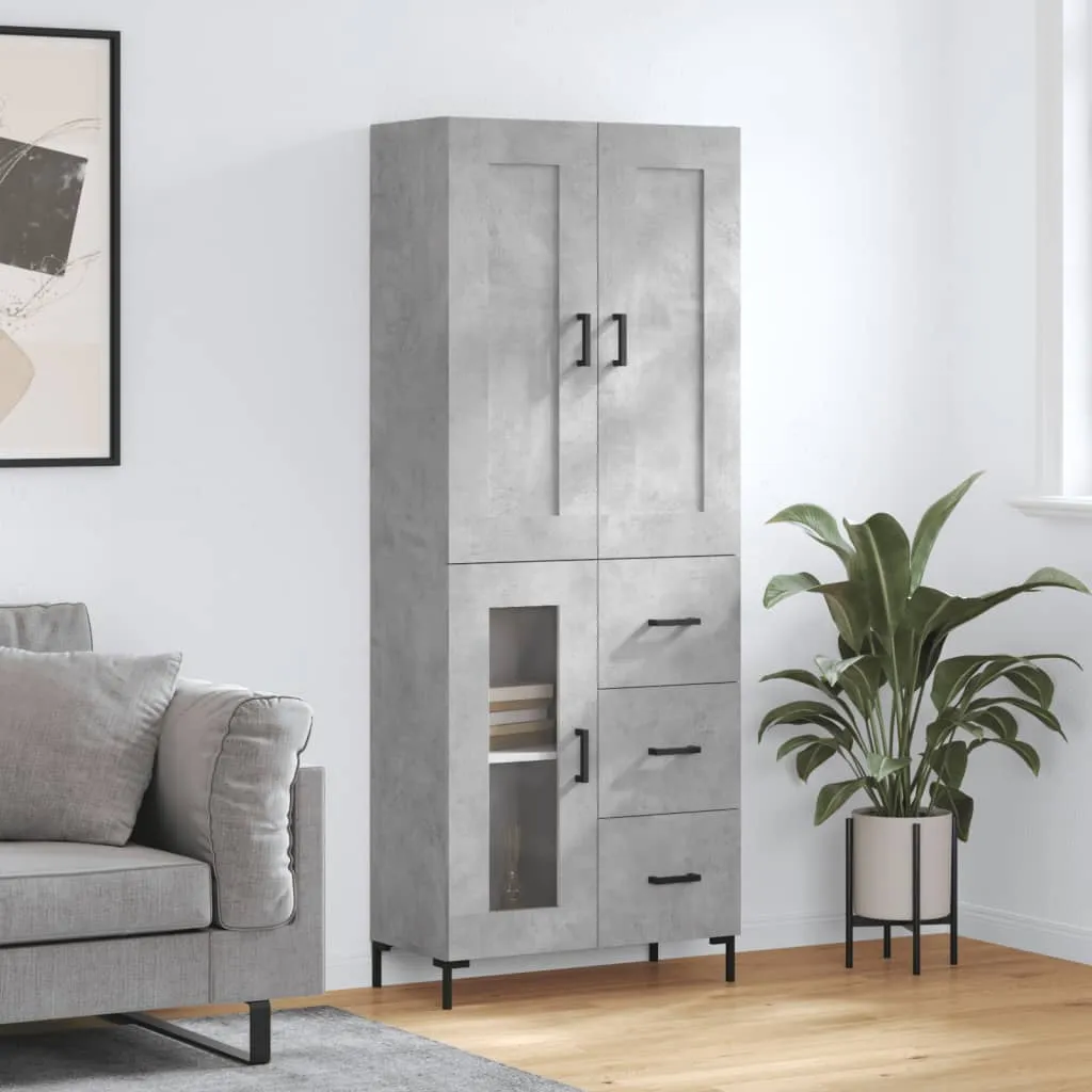 vidaXL Visoka komoda siva betona 69,5x34x180 cm od konstruiranog drva - Venlo