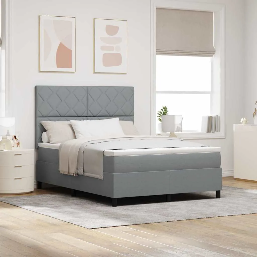 vidaXL Krevet s opruga kutije Svijetlo siva 160 x 200 cm tkanina - Venlo