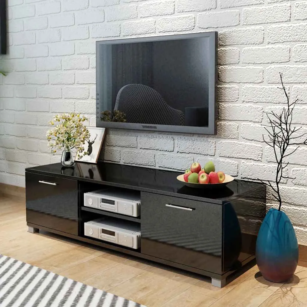 vidaXL TV ormarić visoki sjaj crni 120 x 40,5 x 35 cm - Venlo