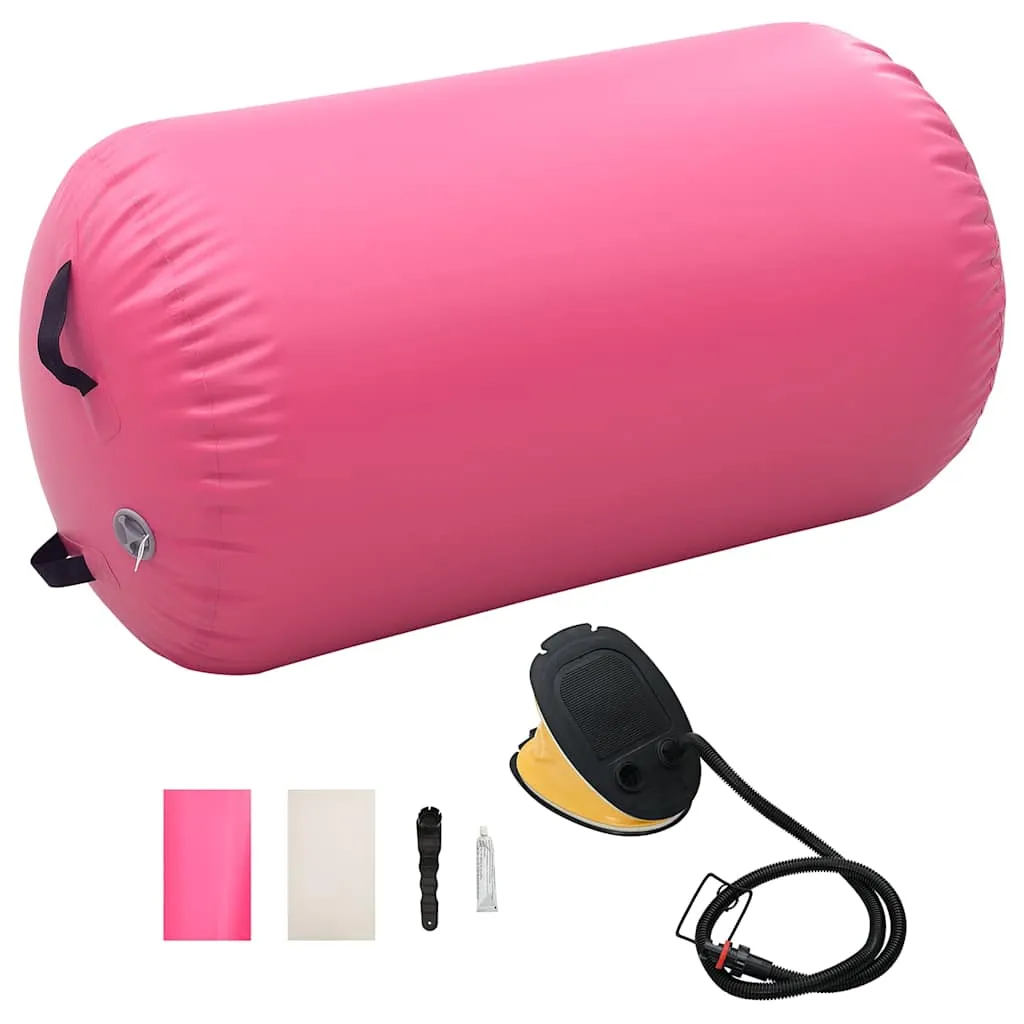 vidaXL Gimnastički valjak na napuhavanje s crpkom 100x60 cm PVC rozi - Venlo