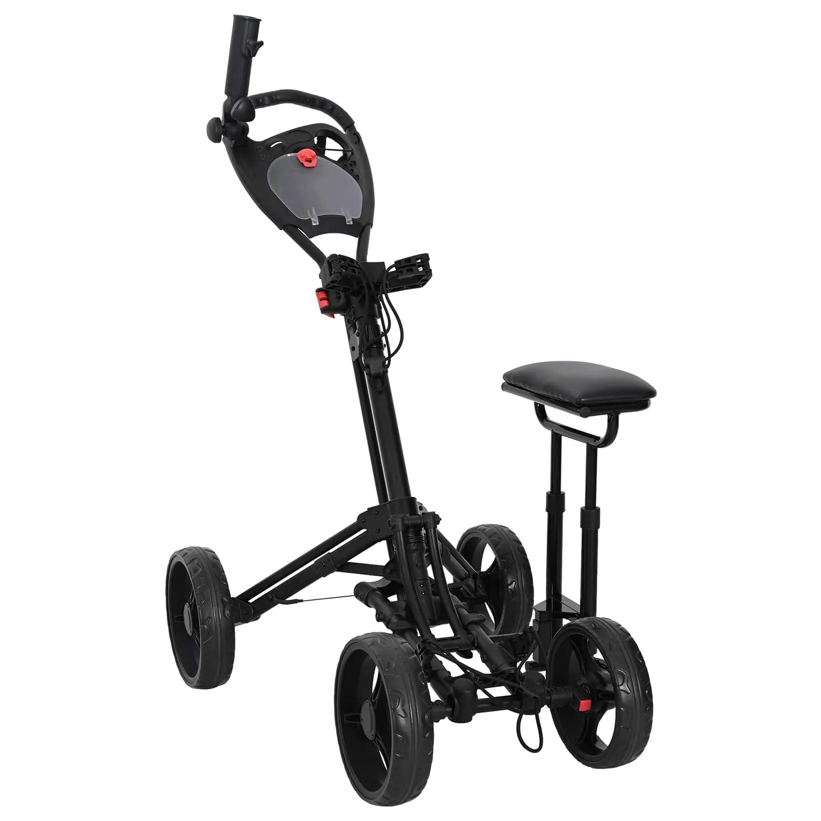 vidaxl golf trolej s sjedištem crna aluminij sklopivo - slika 1