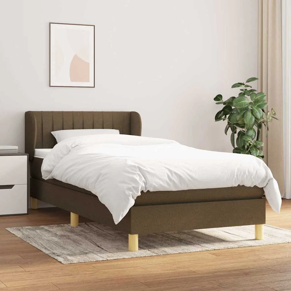 vidaXL Krevet s oprugama i madracem tamnosmeđi 100 x 200 cm od tkanine - Venlo