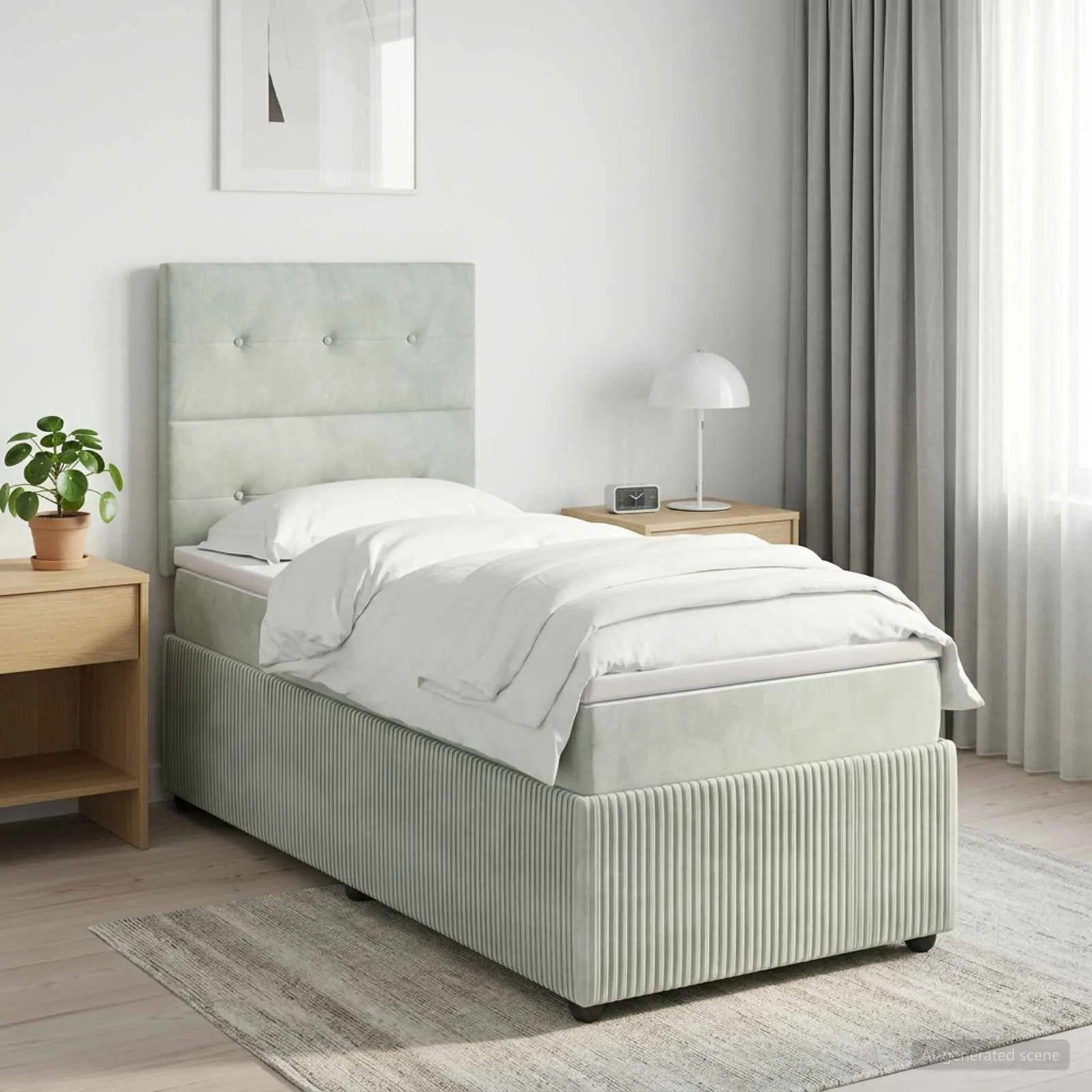 vidaXL Boxspring krevet s madracem Svjetlosiva 90 x 190 cm Baršun - Venlo