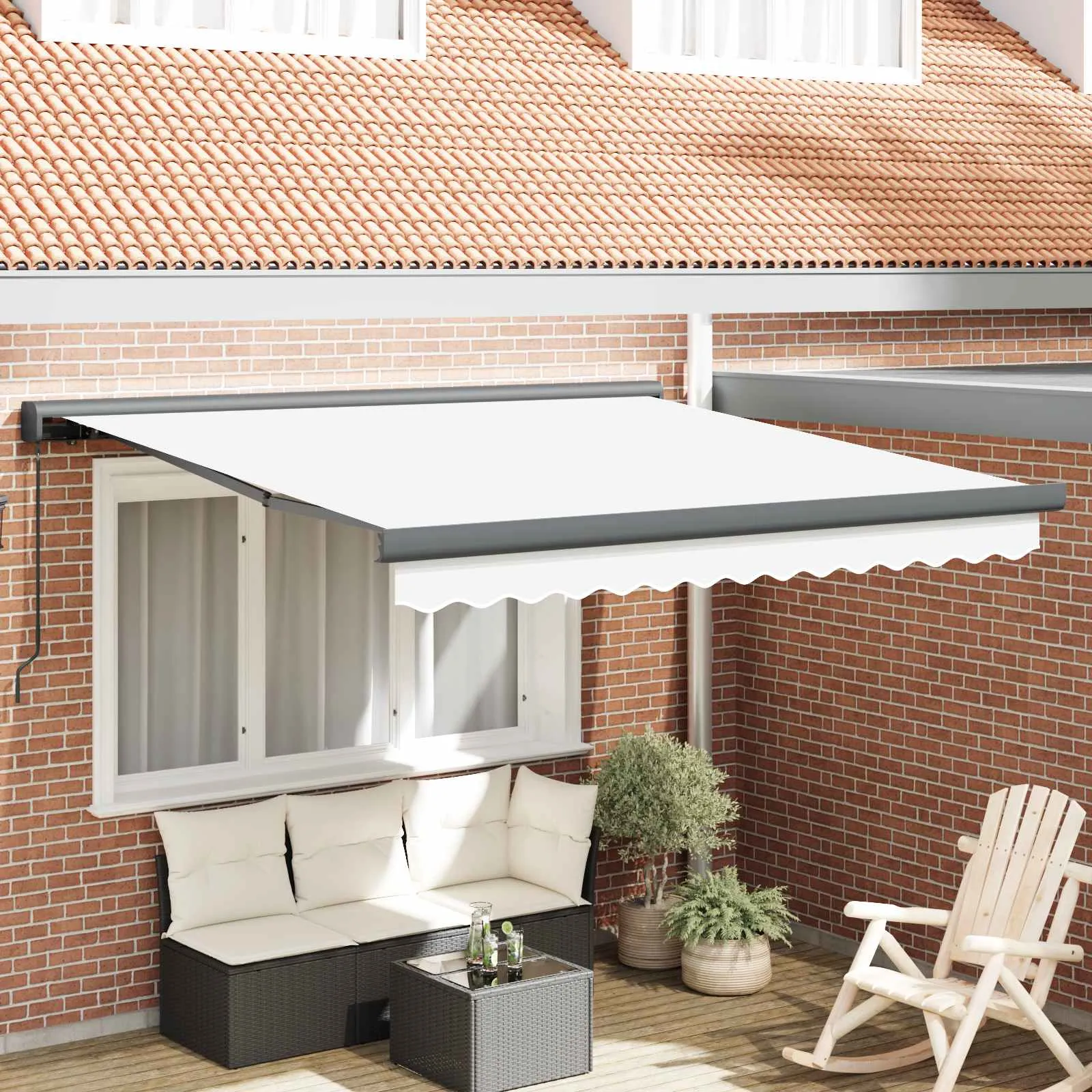 vidaXL Povlačivi tende Bijela 350 x 250 cm Platno i Aluminij - Venlo