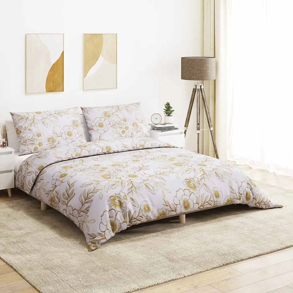 vidaXL Set posteljine za poplun bijelo-smeđi 260 x 220 cm pamučni - Venlo