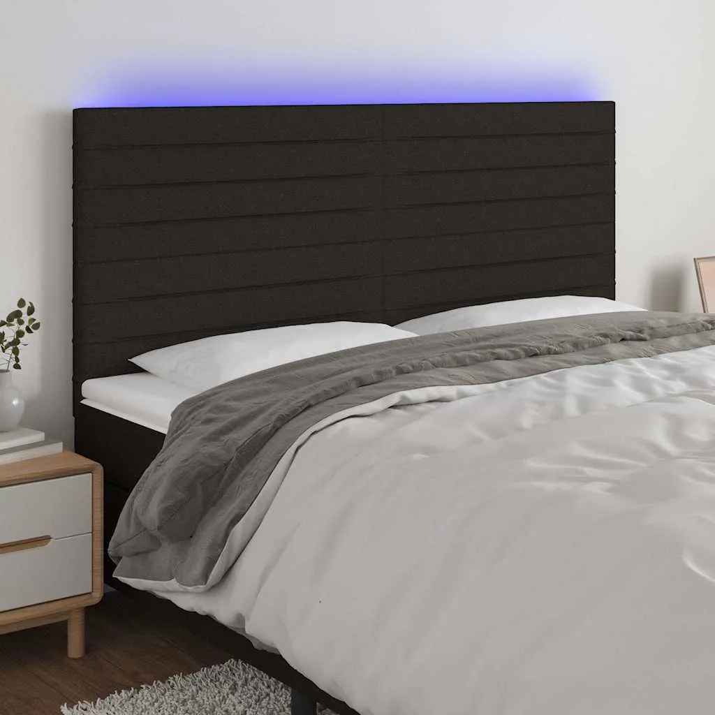 vidaXL LED uzglavlje crno 200x5x118/128 cm od tkanine - Venlo