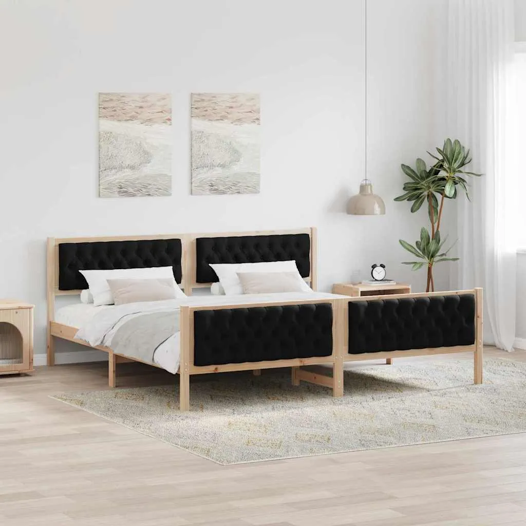 vidaXL Krevetna konstrukcija Crna 200 x 200 cm Čvrsto borovo drvo - Venlo