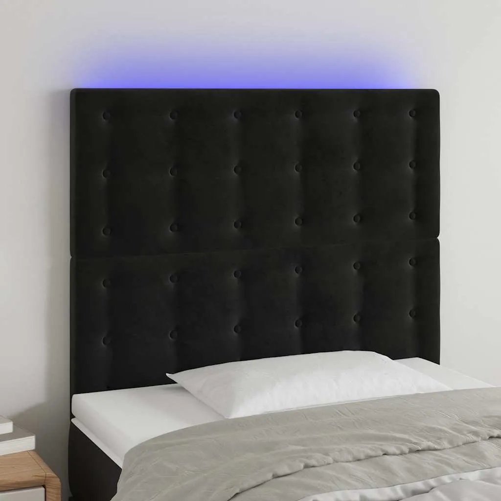 vidaXL LED uzglavlje crno 80x5x118/128 cm baršunasto - Venlo