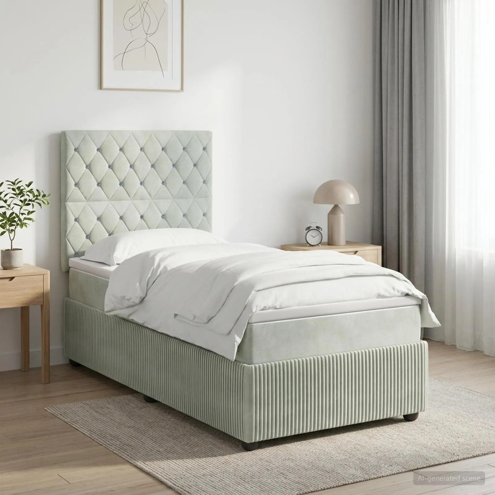 vidaXL Boxspring krevet s madracem Svjetlosiva 90 x 190 cm Baršun - Venlo