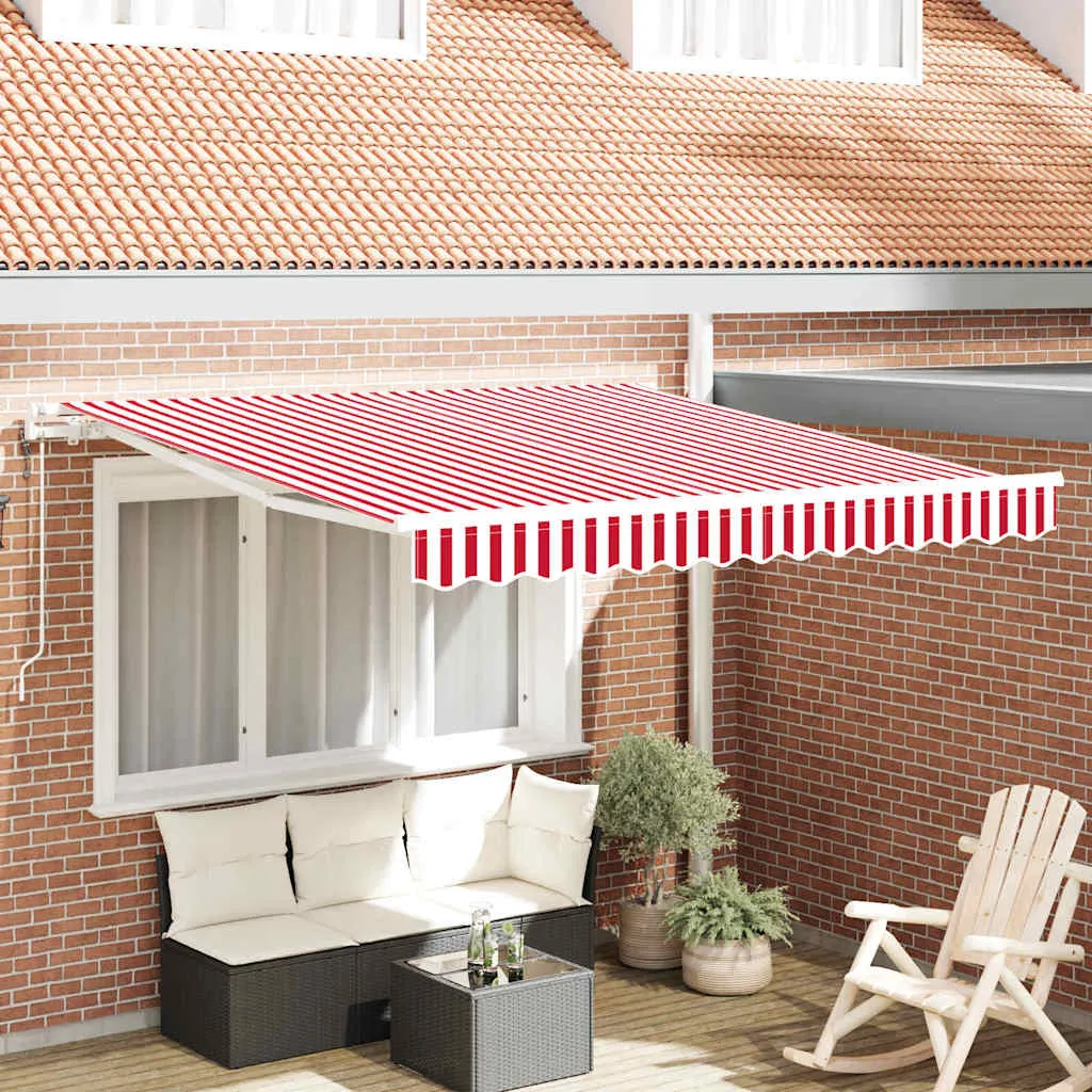 vidaXL Povlačivi tende Crvena i bijela 300 x 250 cm Tkanina i Aluminij - Venlo