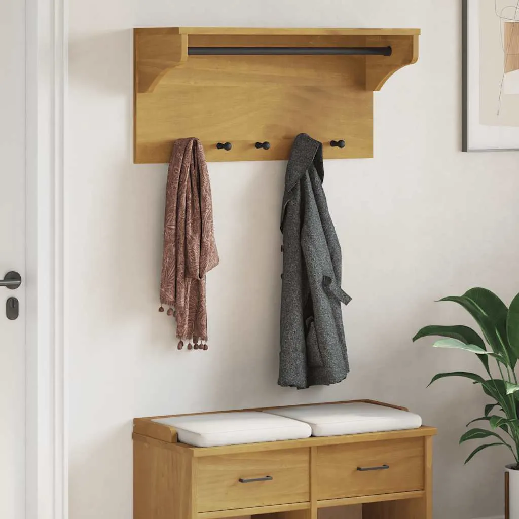 vidaxl zidna vješalica za kapute sandnes 87x30x42 cm puno drvo bor - slika 1