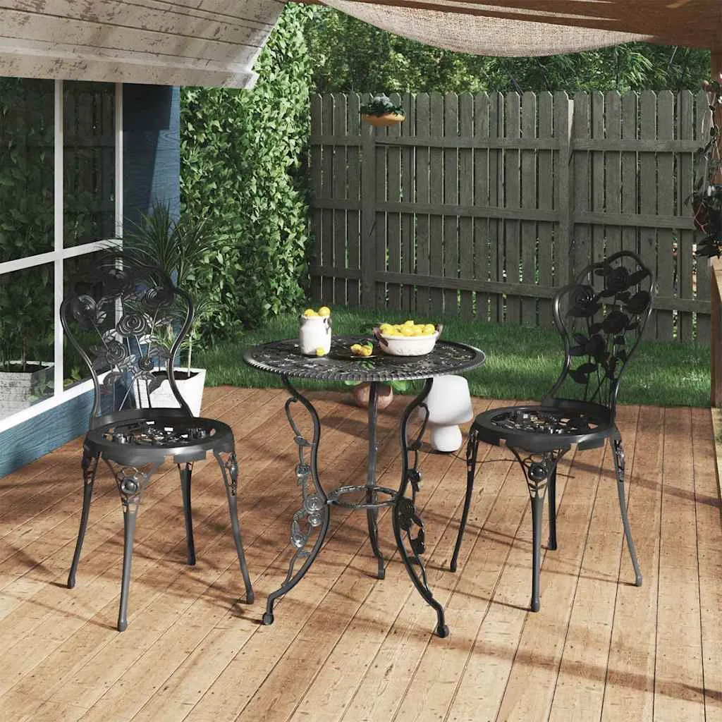 vidaXL 3-dijelni bistro set od lijevanog aluminija crni - Venlo