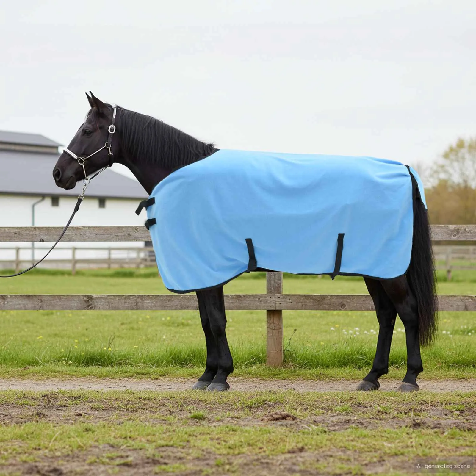 vidaxl pokrivač za konje pun aqua 105 cm poliester fleece - slika 1