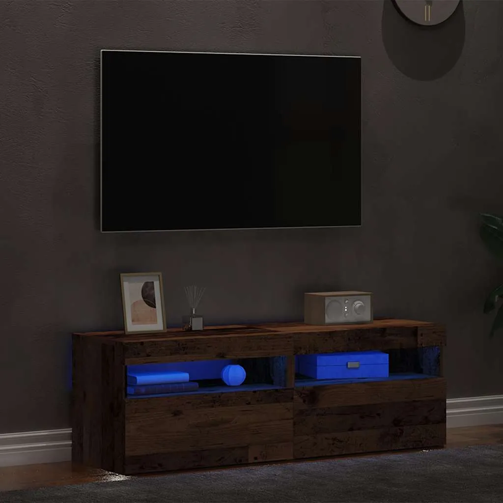 vidaxl 2-dijelni tv ormarić s led svjetlima od starog drveta - slika 1