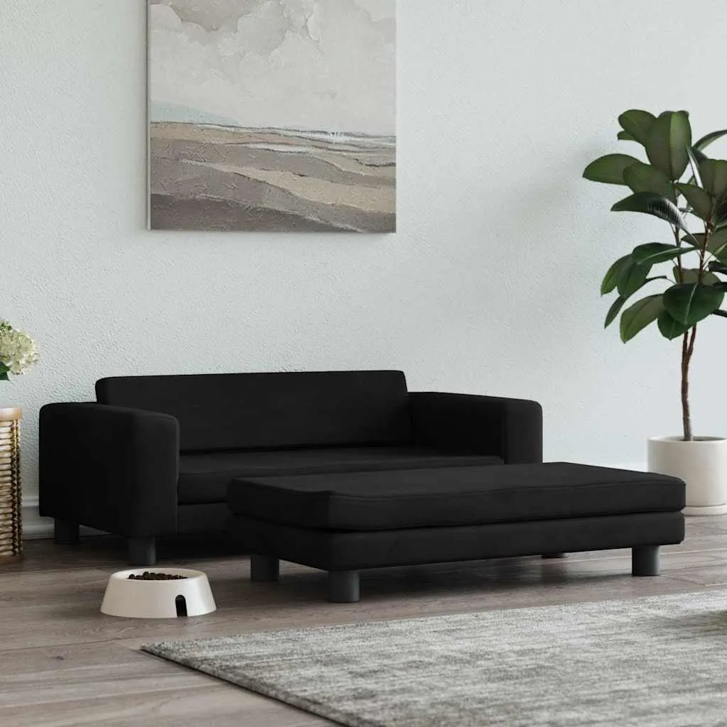 vidaxl krevet za pse s produžetkom crni 100 x 50 x 30 cm baršunasti - slika 1