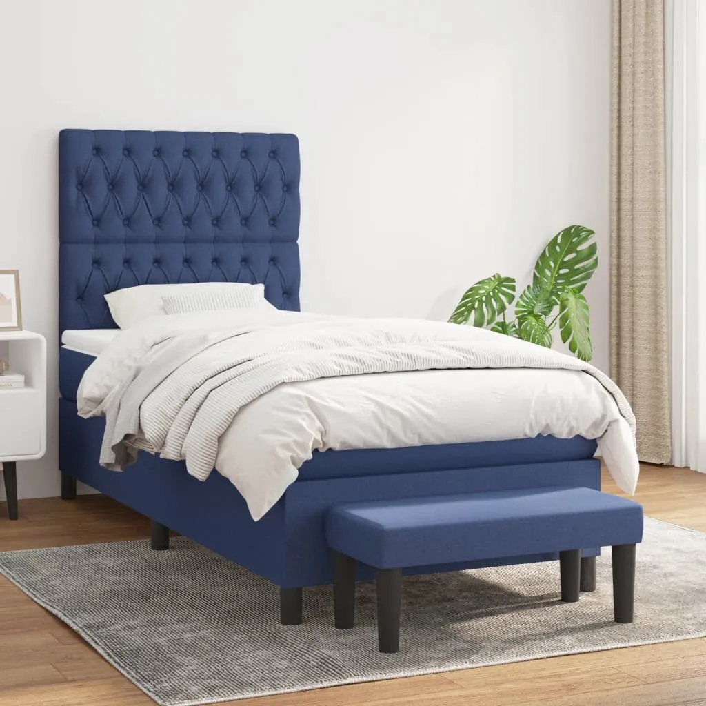 vidaXL Krevet s oprugama i madracem plavi 90 x 200 cm od tkanine - Venlo