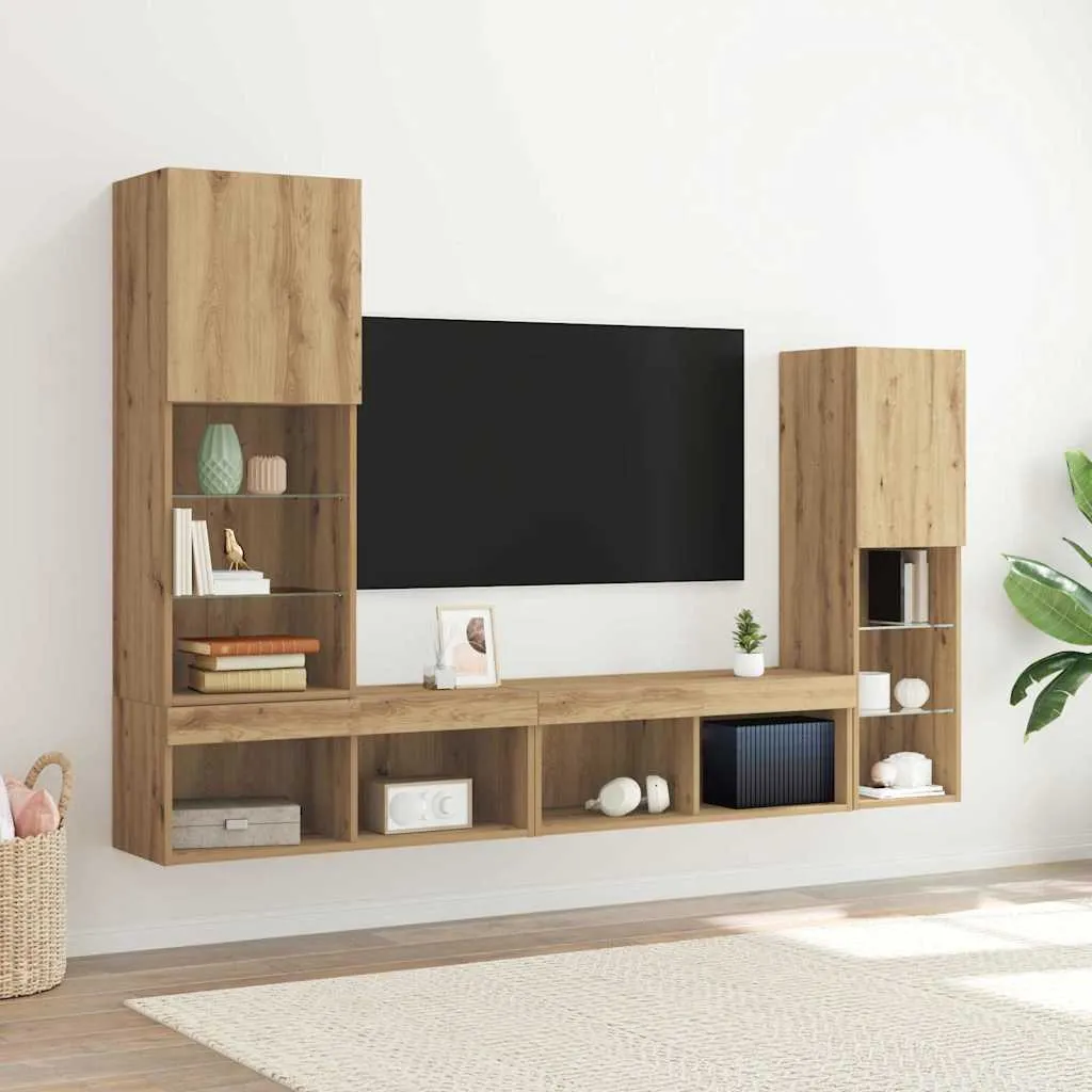 vidaXL TV ormar 4 kom. hrast artisan Konstruirano drvo - Venlo