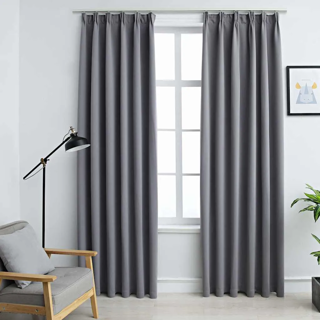 vidaXL Zavjese za zamračivanje s kukama 2 kom sive 140 x 175 cm - Venlo