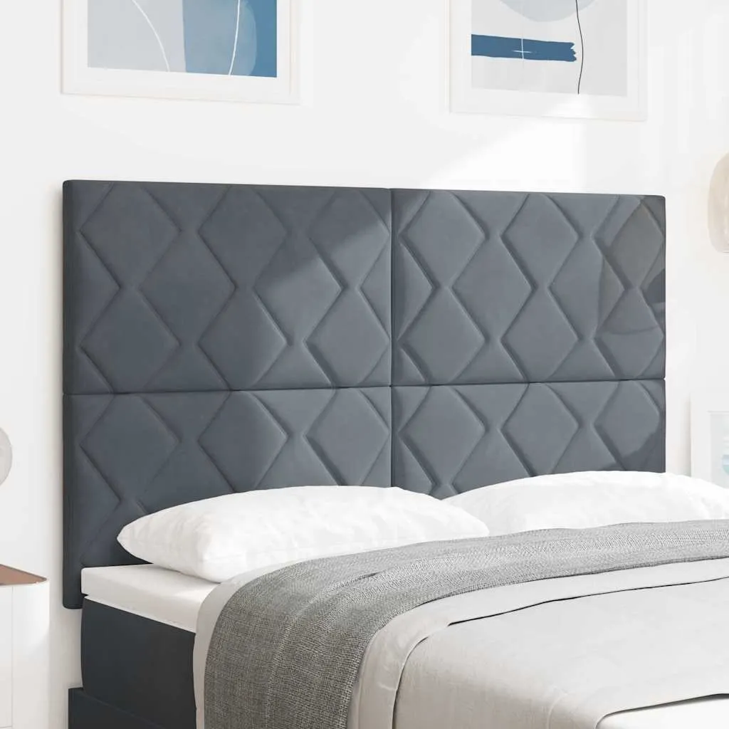 vidaXL LED glava kreveta Tamno siva 160 cm Baršun - Venlo