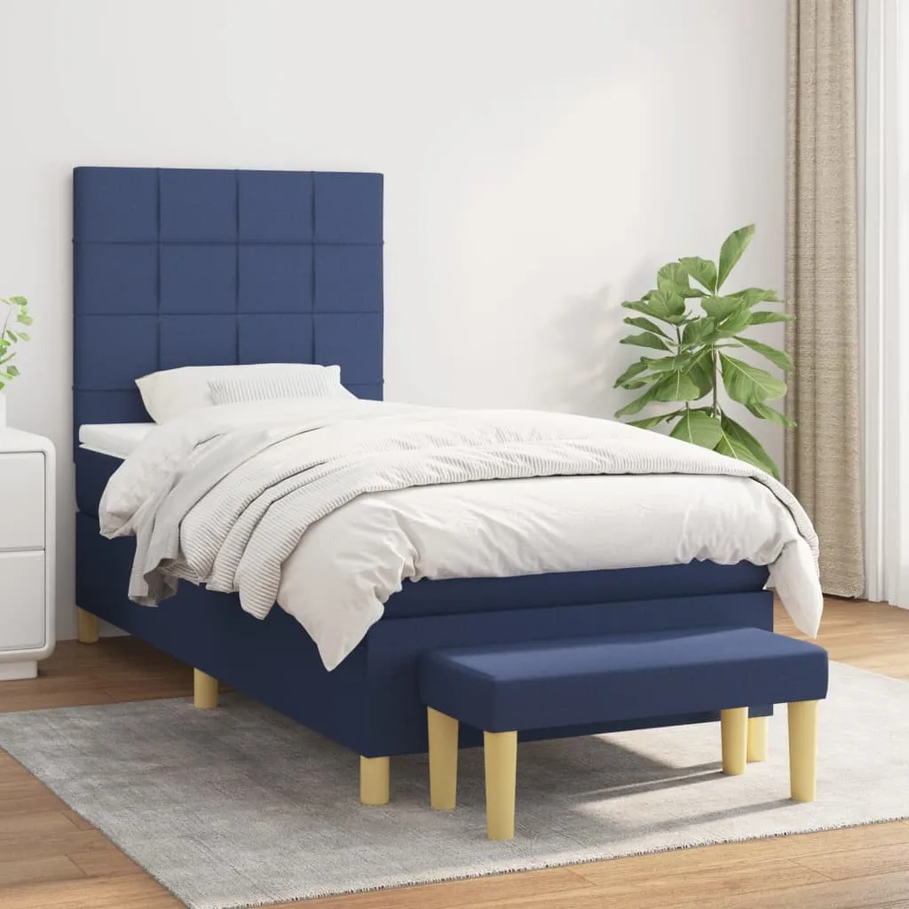 vidaXL Krevet s oprugama i madracem plavi 90 x 200 cm od tkanine - Venlo