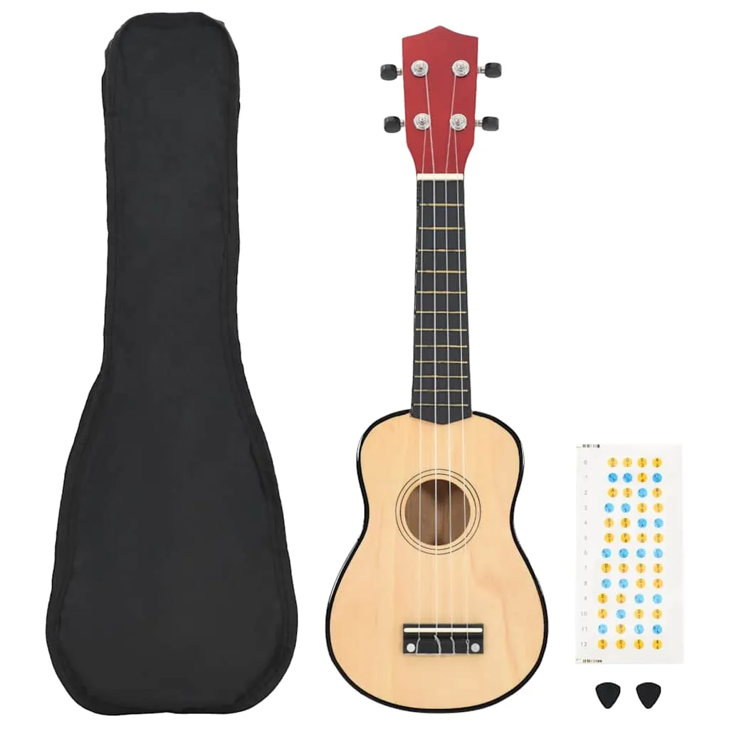 vidaXL Set ukulelea Soprano s futrolom za djecu Natural 21 " - Venlo