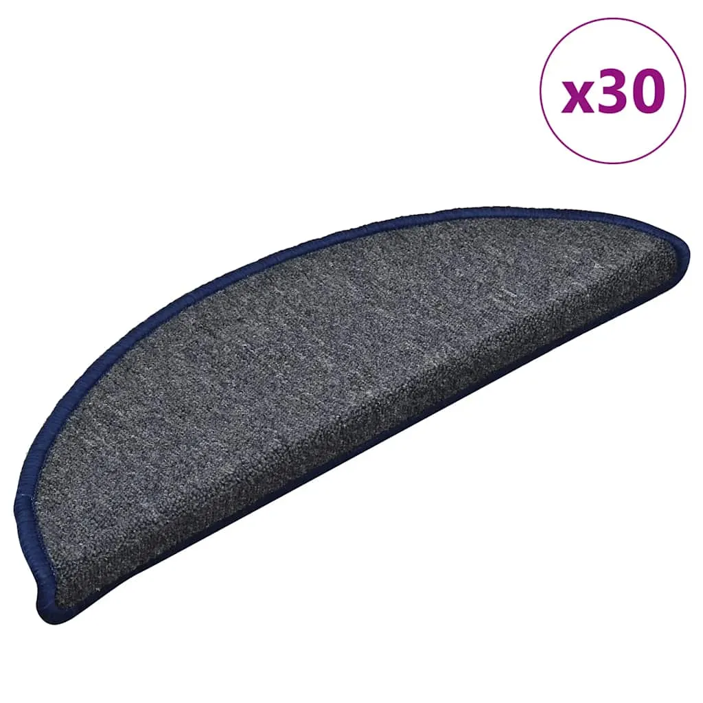 vidaxl prostirke za stepenice 30 kom 56x17x3 cm tamno sive i plave poluokrugle - slika 1
