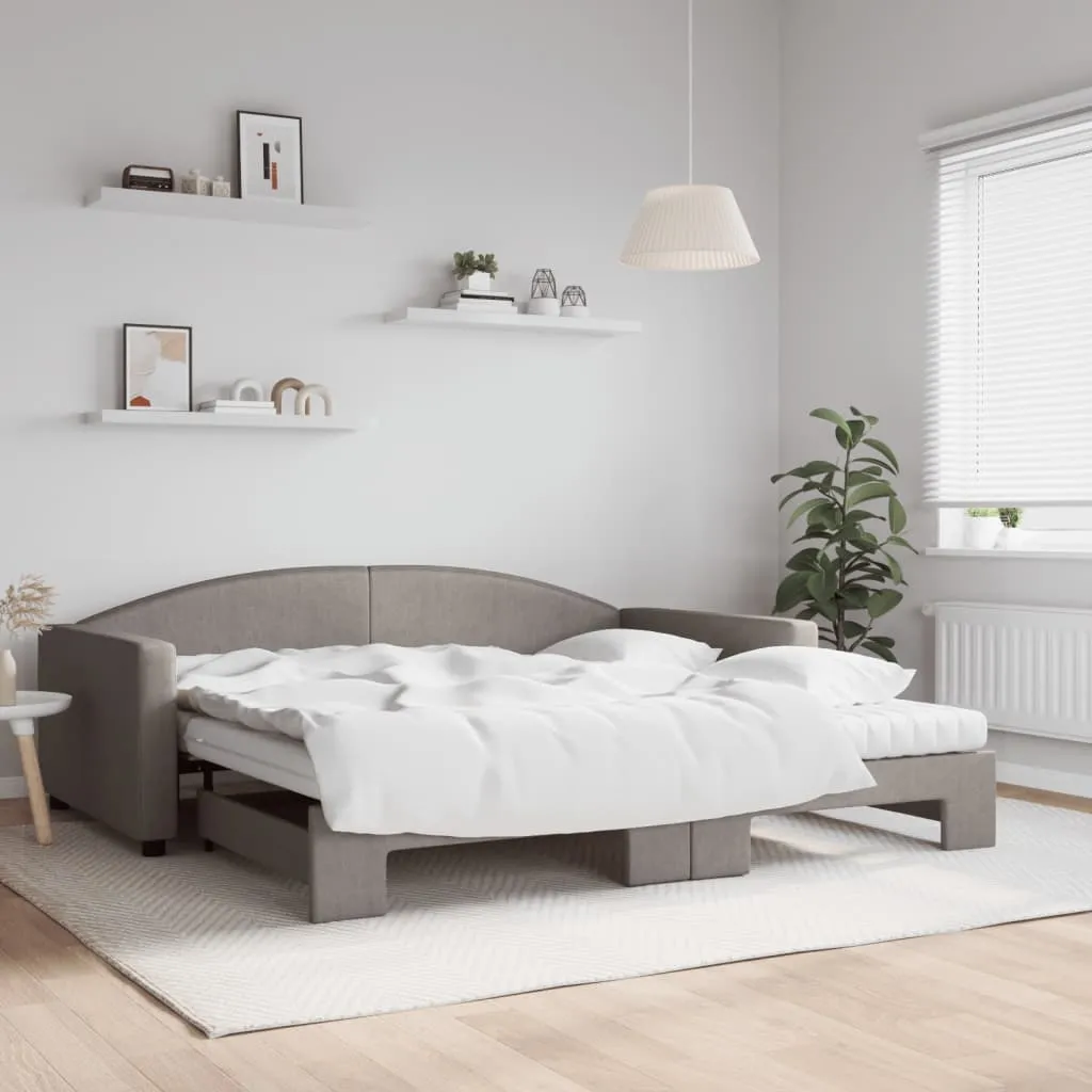 vidaXL Dnevni krevet na razvlačenje smeđesivi 100 x 200 cm od tkanine - Venlo